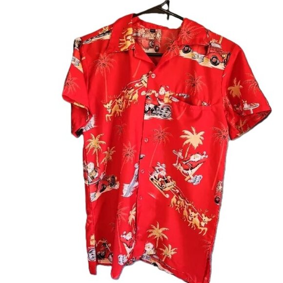 Santa Claus Red Hawaiian Tropical Print Shirt - Men's Size XS - Picture 1 of 6
